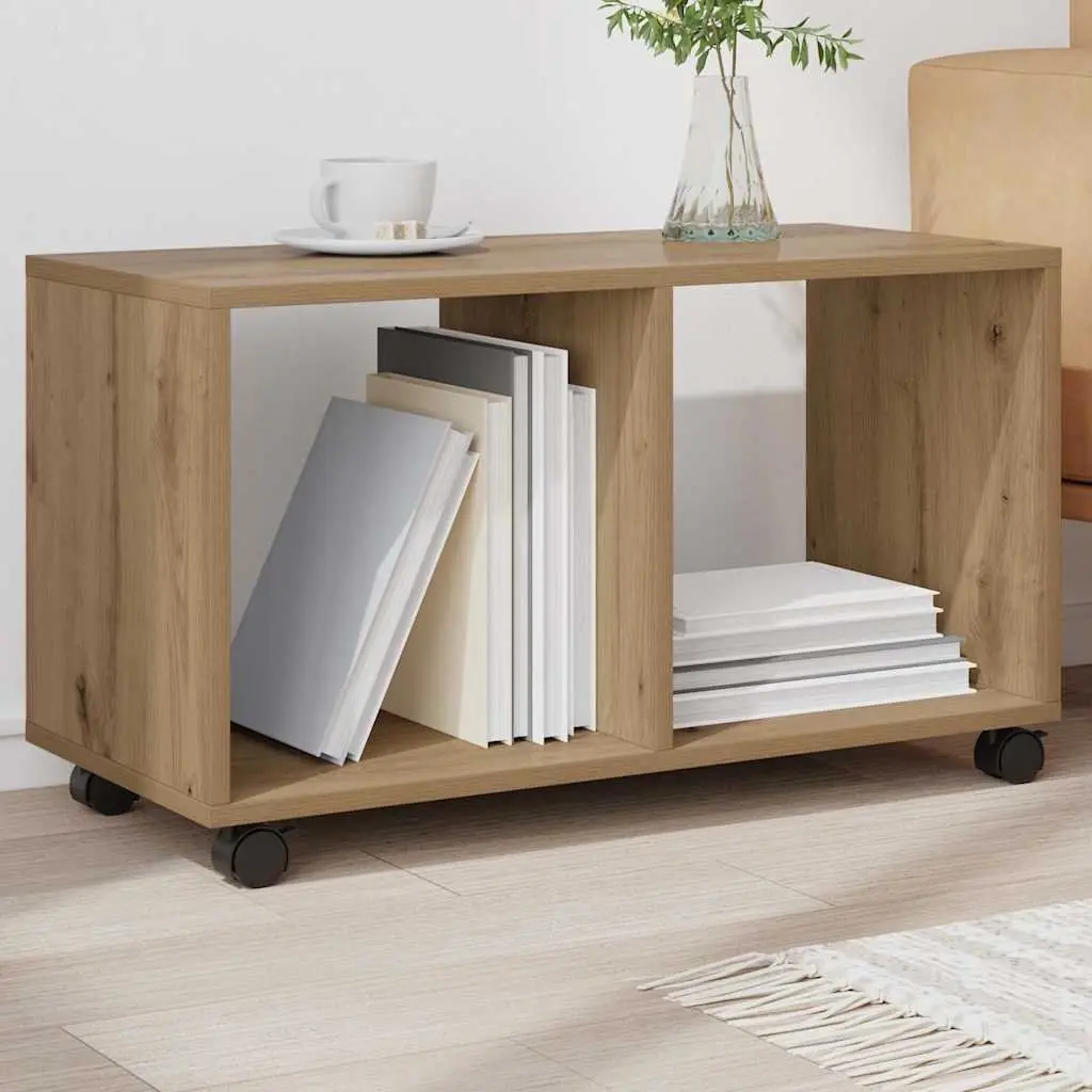 Rolling Cabinet Storage Unit Engineered Wood Brown 72 x 33 x 42.5 cm with Swivel Wheels