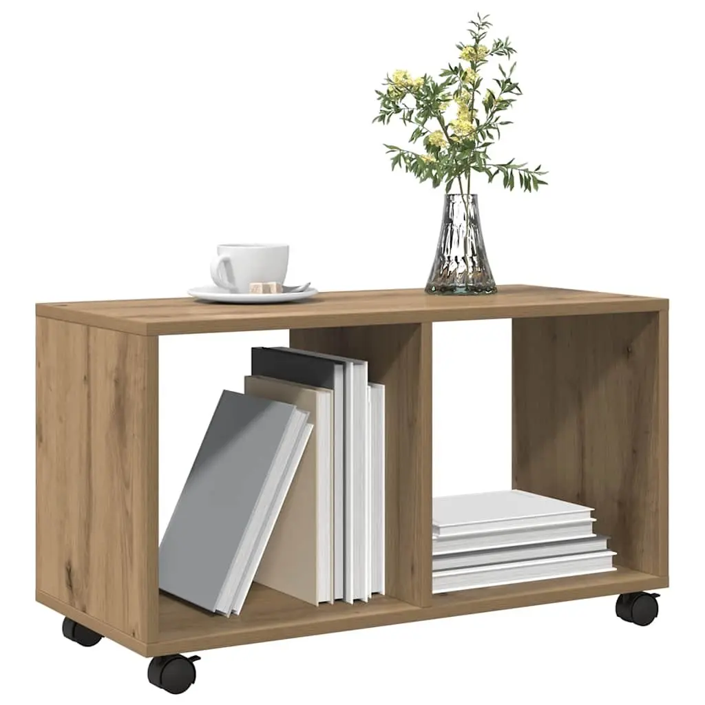 Rolling Cabinet Storage Unit Engineered Wood Brown 72 x 33 x 42.5 cm with Swivel Wheels