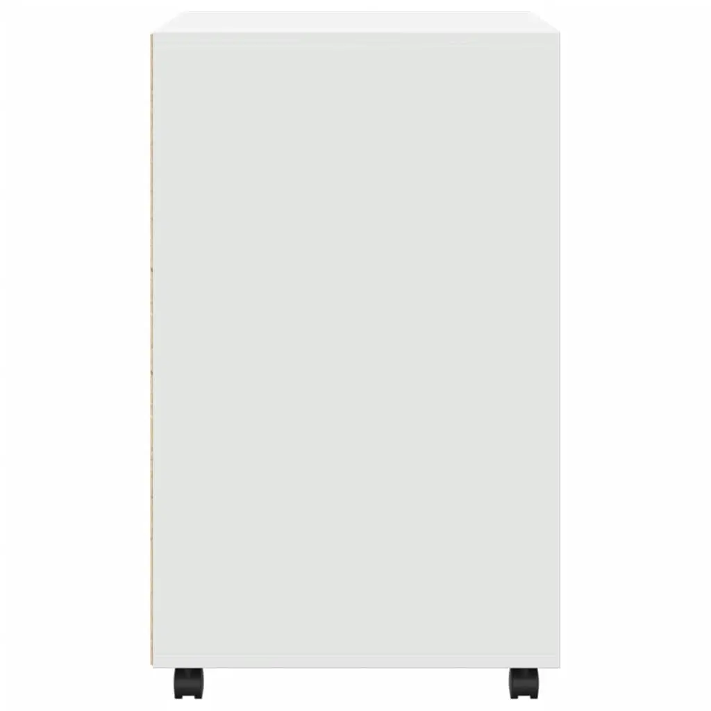 Rolling Cabinet White Storage Organizer Shelves Doors Wheels Home Office