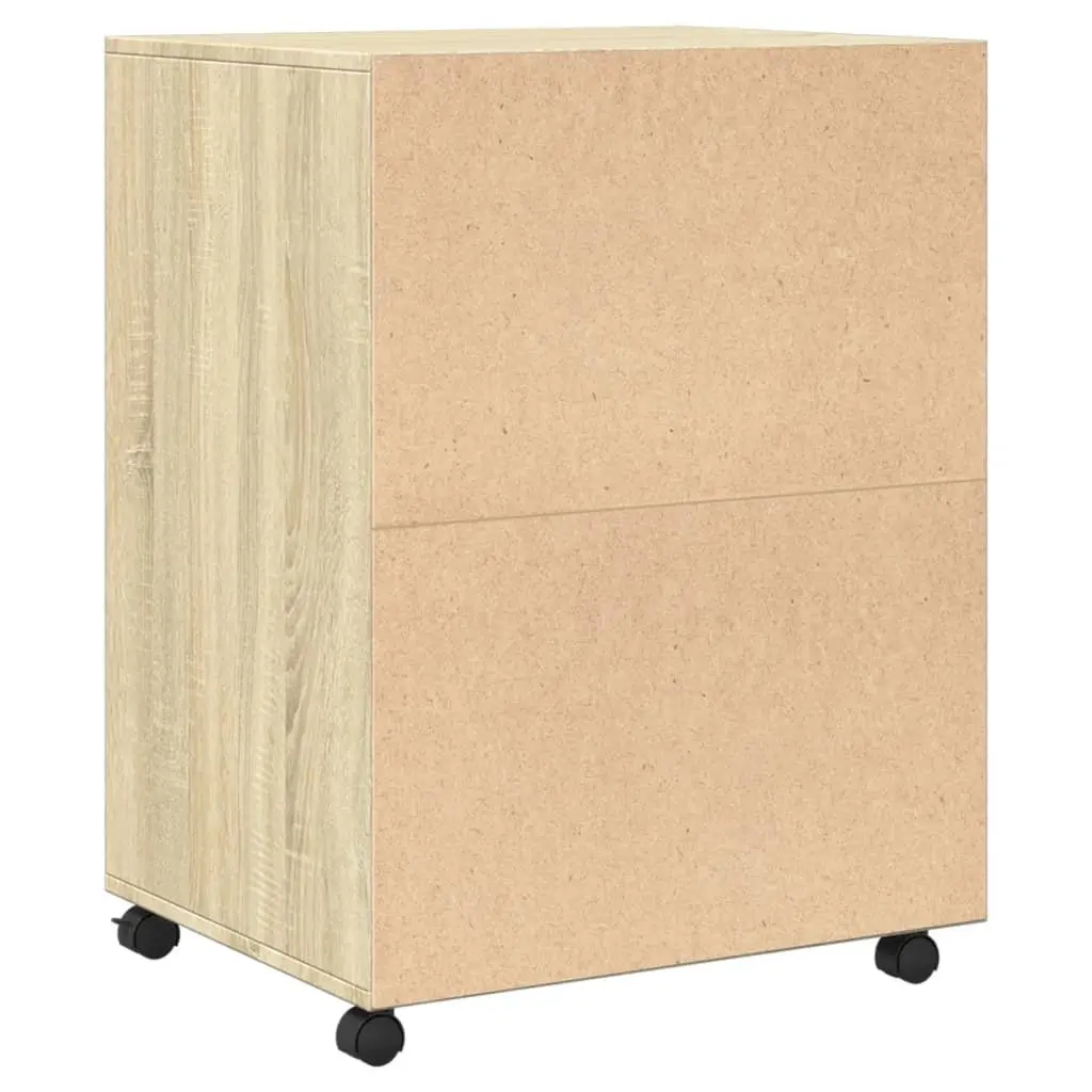 Rolling Cabinet Storage Furniture Shelves Doors 60x48x81cm Brown