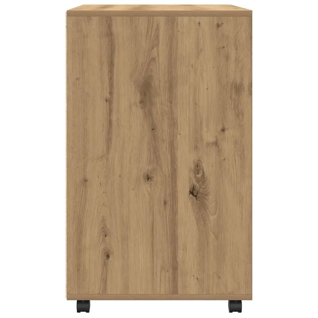 Rolling Cabinet with Shelves and Doors Brown Storage Furniture 60x48x81cm