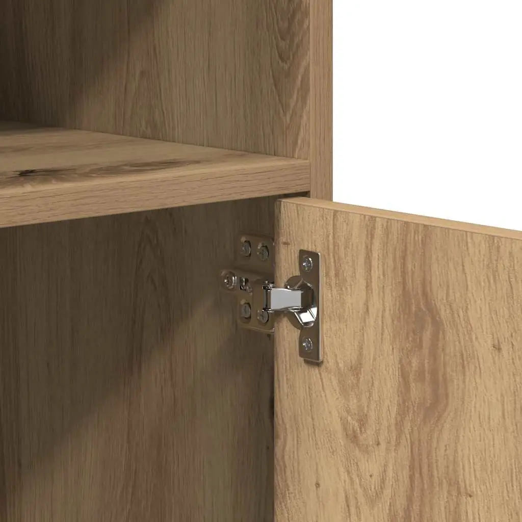 Rolling Cabinet with Shelves and Doors Brown Storage Furniture 60x48x81cm