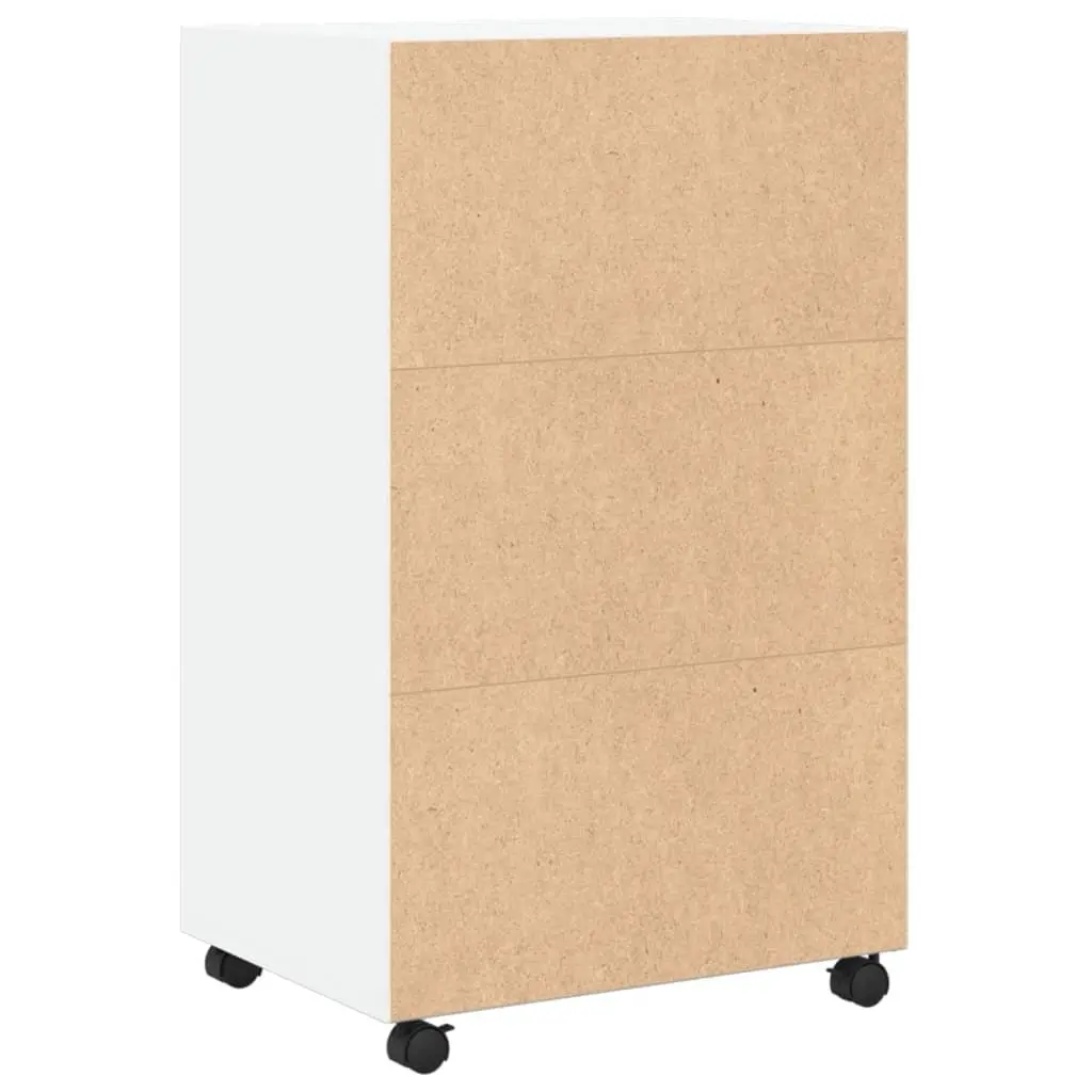 Rolling Cabinet White Storage Furniture with Wheels Shelves Doors Bedroom