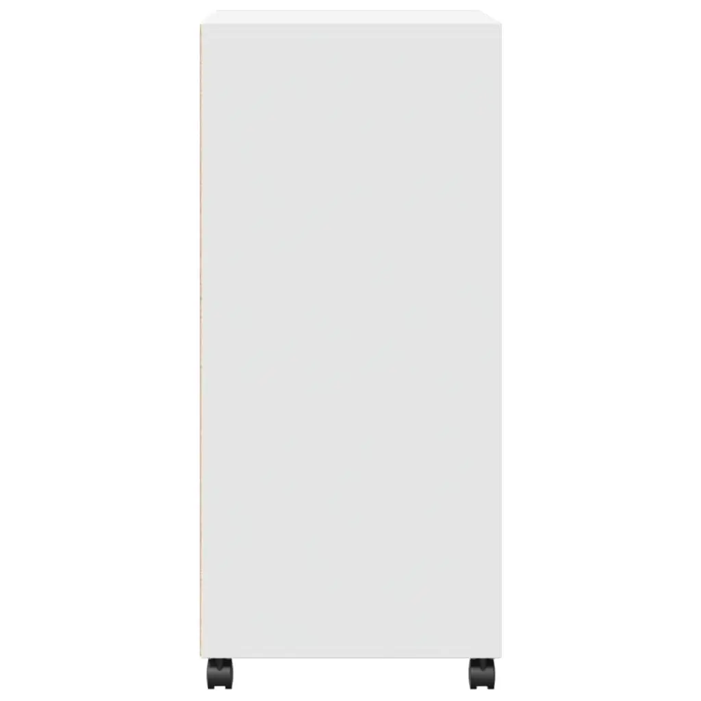 Rolling Cabinet White Storage Furniture with Wheels Shelves Doors Bedroom