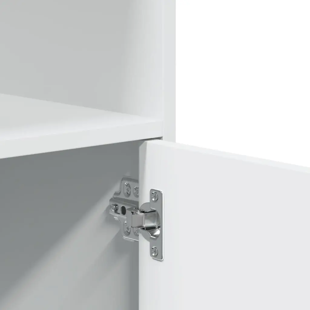 Rolling Cabinet White Storage Furniture with Wheels Shelves Doors Bedroom