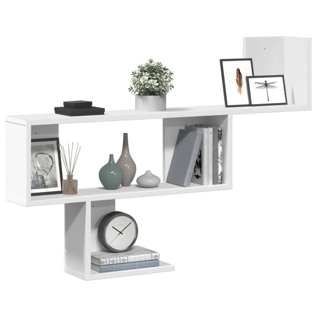 Wall Shelf White 100x15x70 cm Floating Storage Display Engineered Wood