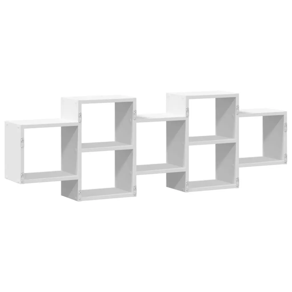 Wall Shelf White Floating Storage Display Organiser Engineered Wood 129x18x42cm