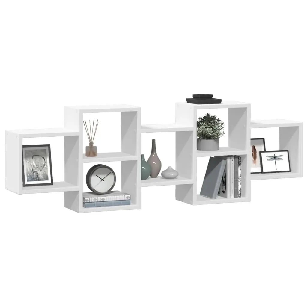 Wall Shelf White Floating Storage Display Organiser Engineered Wood 129x18x42cm