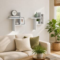 Wall Shelves 2 pcs White 38x12x38 cm Floating Storage Display Shelving Unit