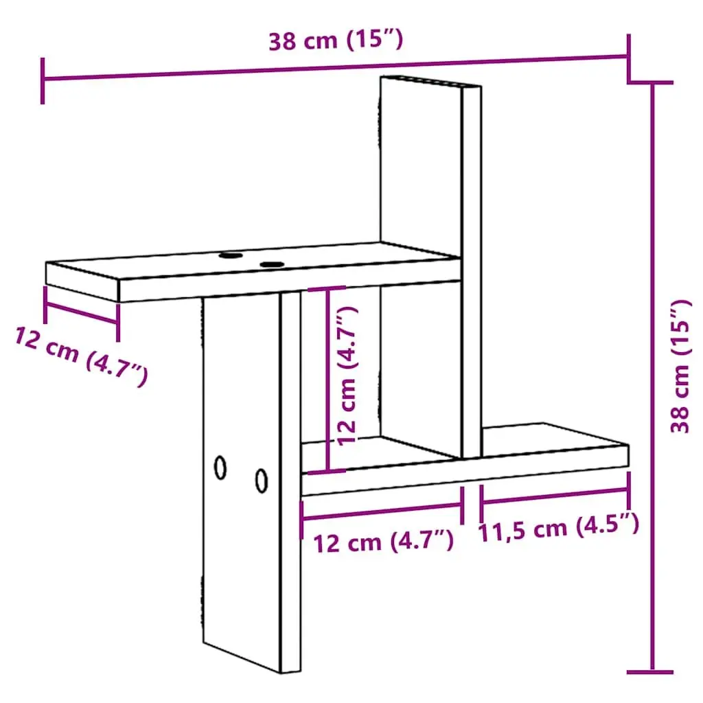 Wall Shelves 2 pcs White 38x12x38 cm Floating Storage Display Shelving Unit