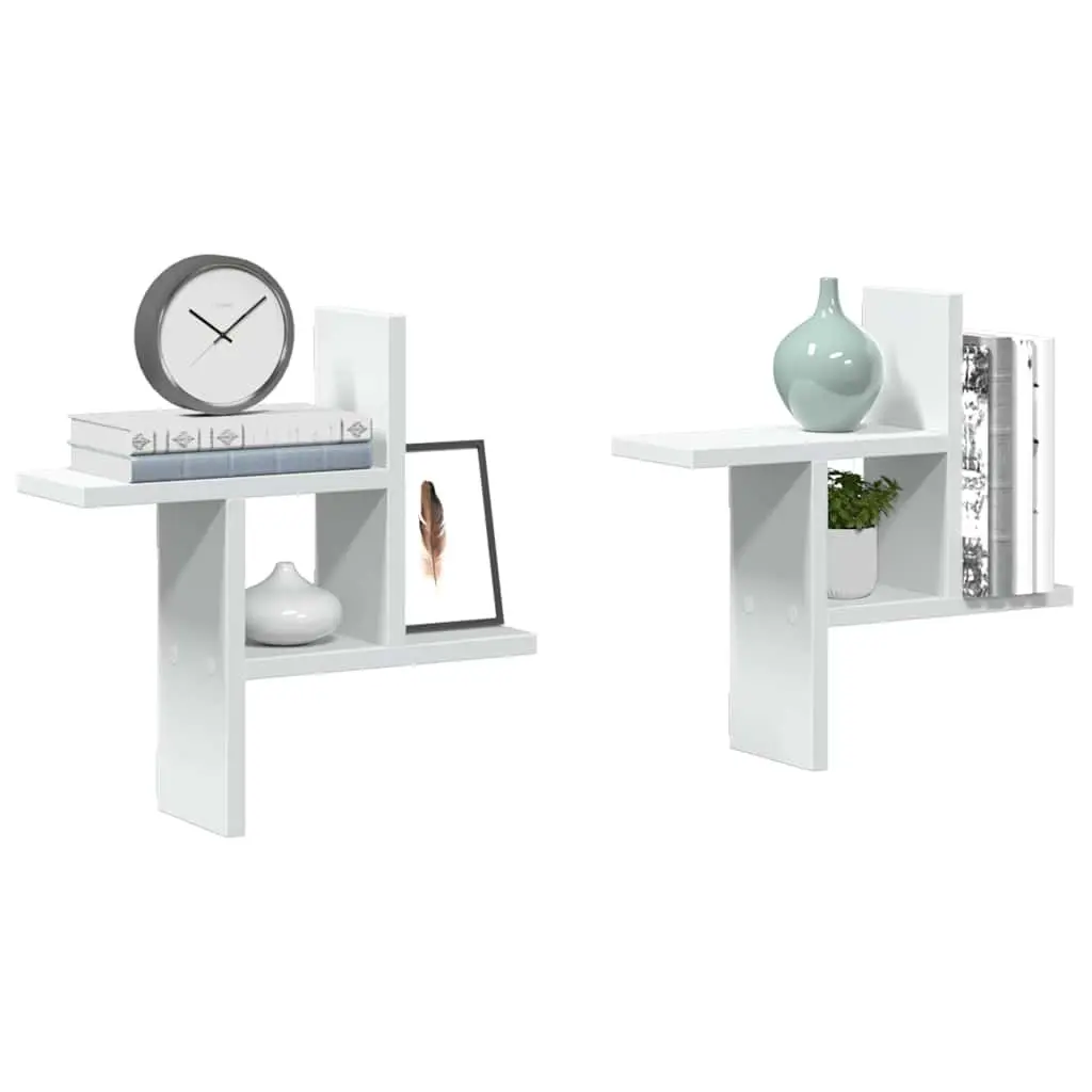 Wall Shelves 2 pcs White 38x12x38 cm Floating Storage Display Shelving Unit