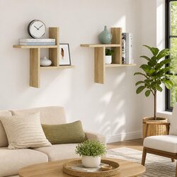 2 pcs Sonoma Oak Floating Shelves for Easy Organisation