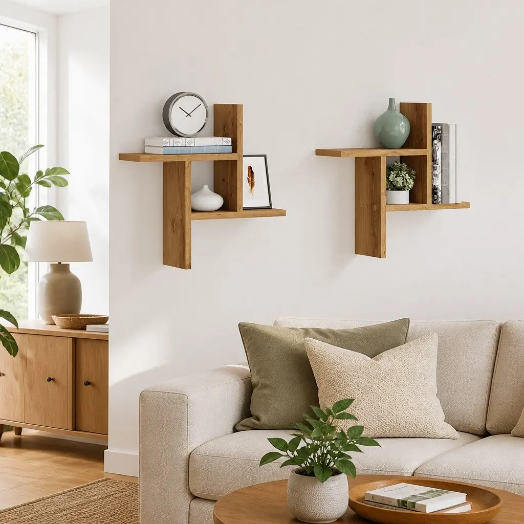 Wall Shelves 2 pcs Brown Floating Storage Display Organiser 38x12x38 cm