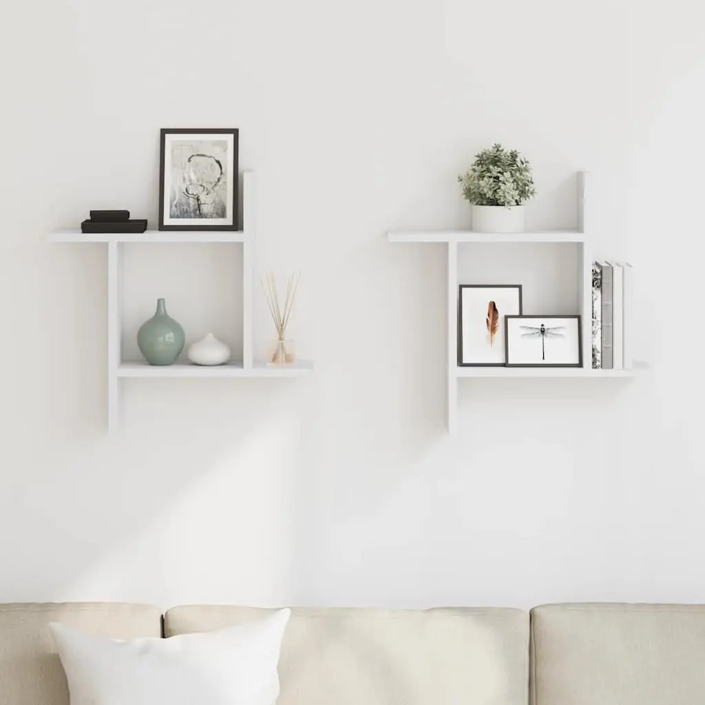 Wall Shelves Floating Storage Display 50x12x50 cm White 2 Piece
