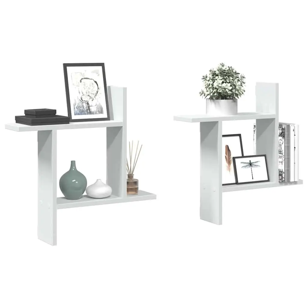 Wall Shelves Floating Storage Display 50x12x50 cm White 2 Piece