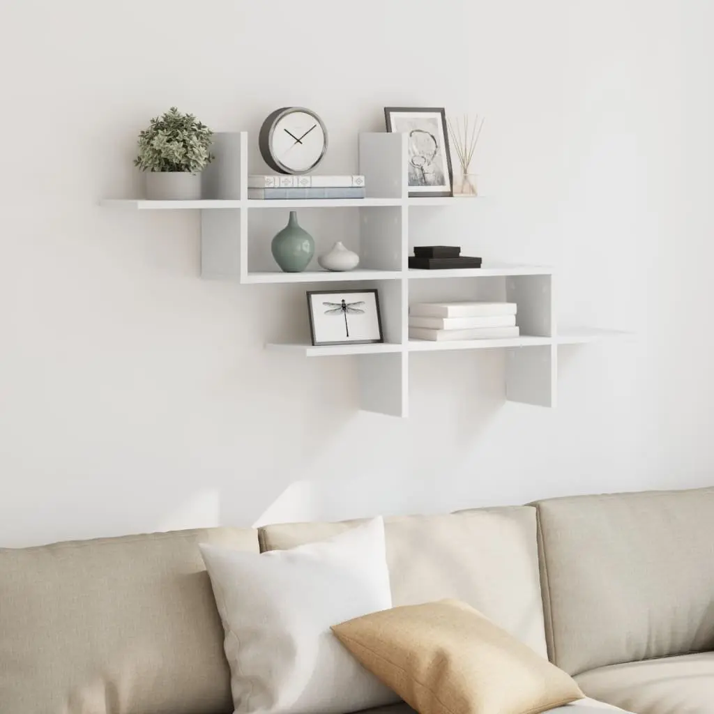 Wall Shelf White Floating Storage Display Shelving Unit Engineered Wood