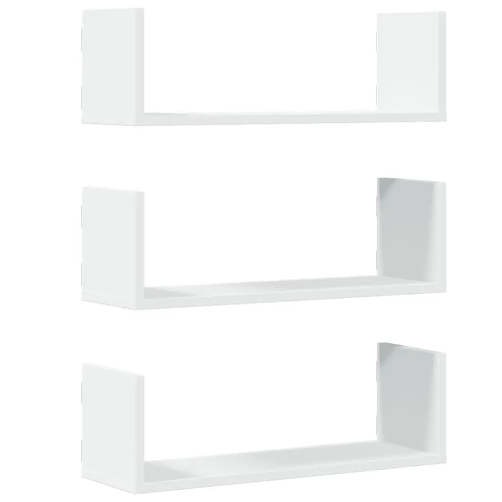 Wall Shelves Floating Storage 58x18x18 cm White 3 Piece Engineered Wood Display
