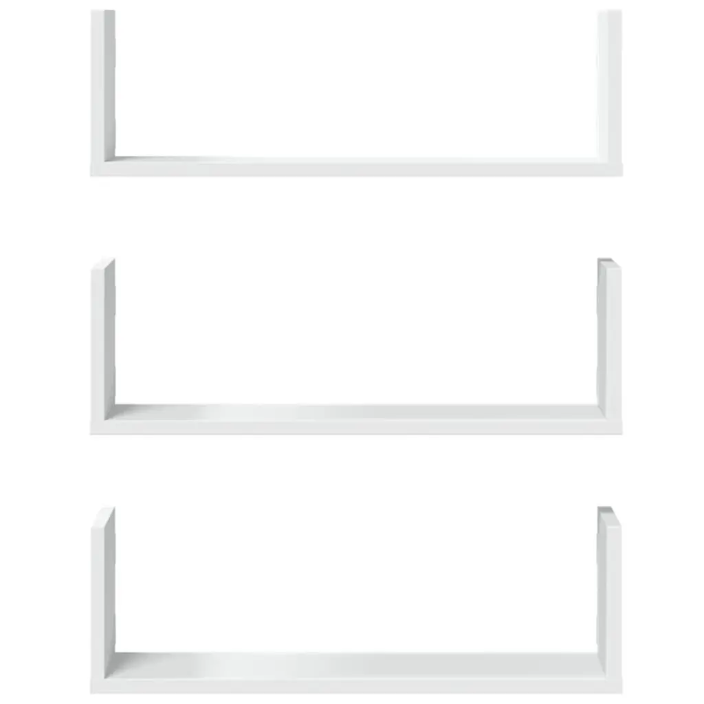 Wall Shelves Floating Storage 58x18x18 cm White 3 Piece Engineered Wood Display