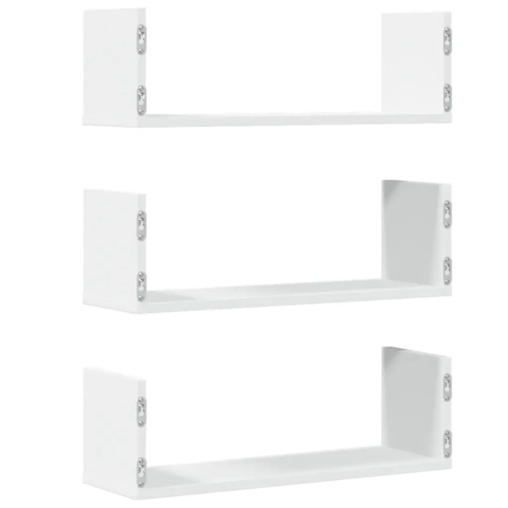 Wall Shelves Floating Storage 58x18x18 cm White 3 Piece Engineered Wood Display