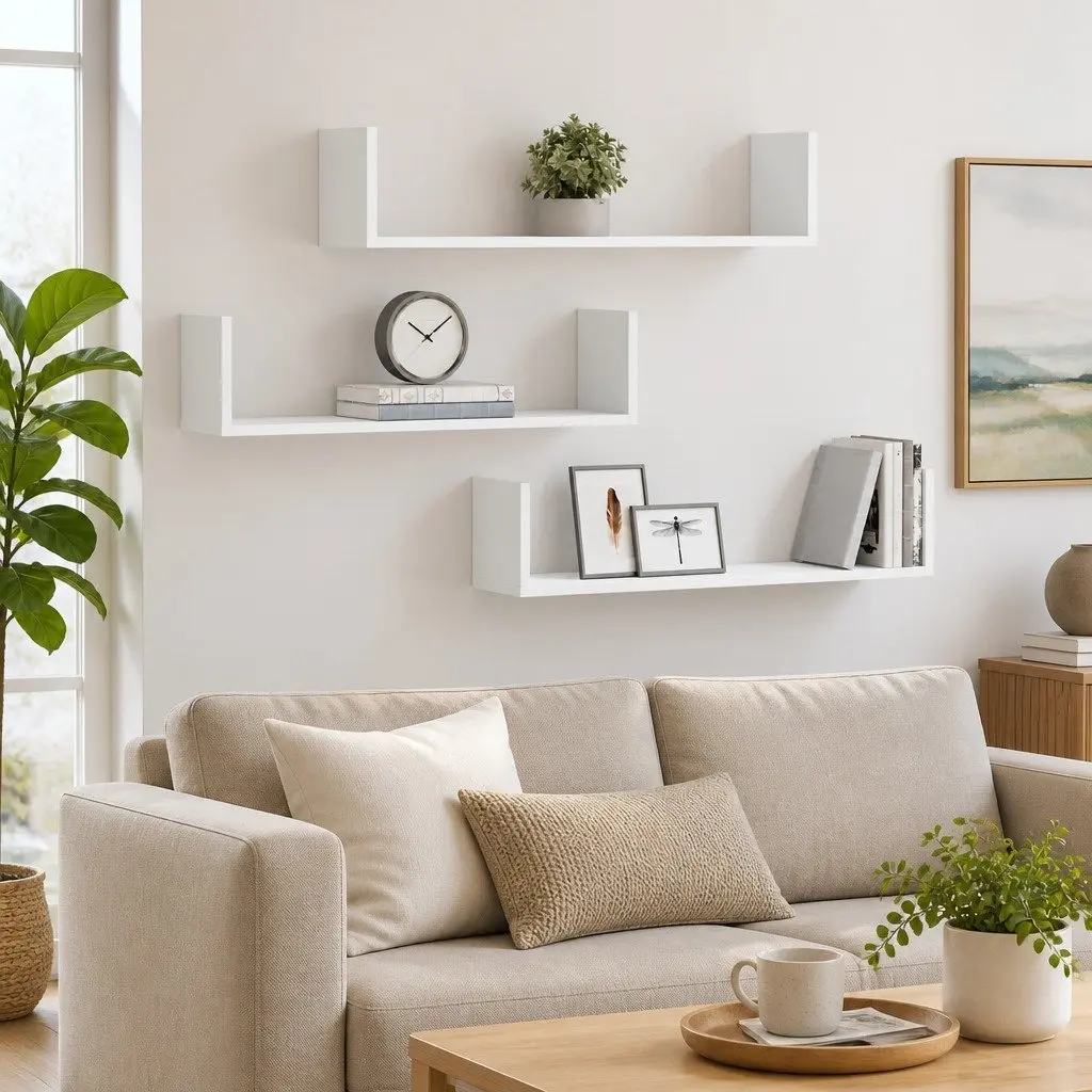 Wall Shelves 3 Pieces Floating Storage Display 80x18x18 cm White