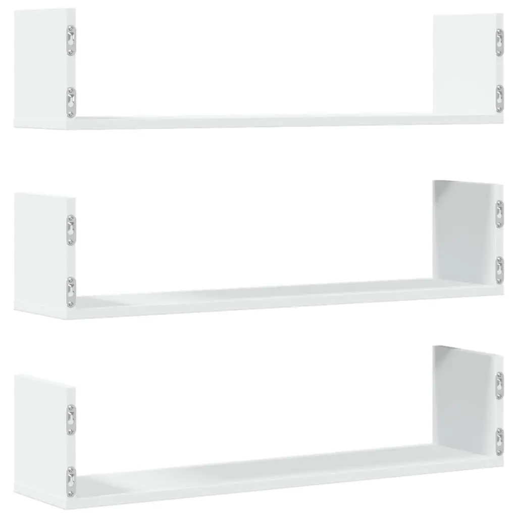 Wall Shelves 3 Pieces Floating Storage Display 80x18x18 cm White