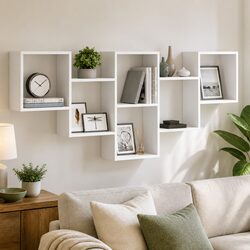 Wall Shelf Floating Storage Display Shelving Unit White Engineered Wood