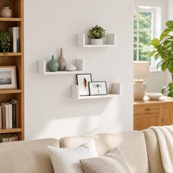 Versatile White Floating Shelves - Set of 3