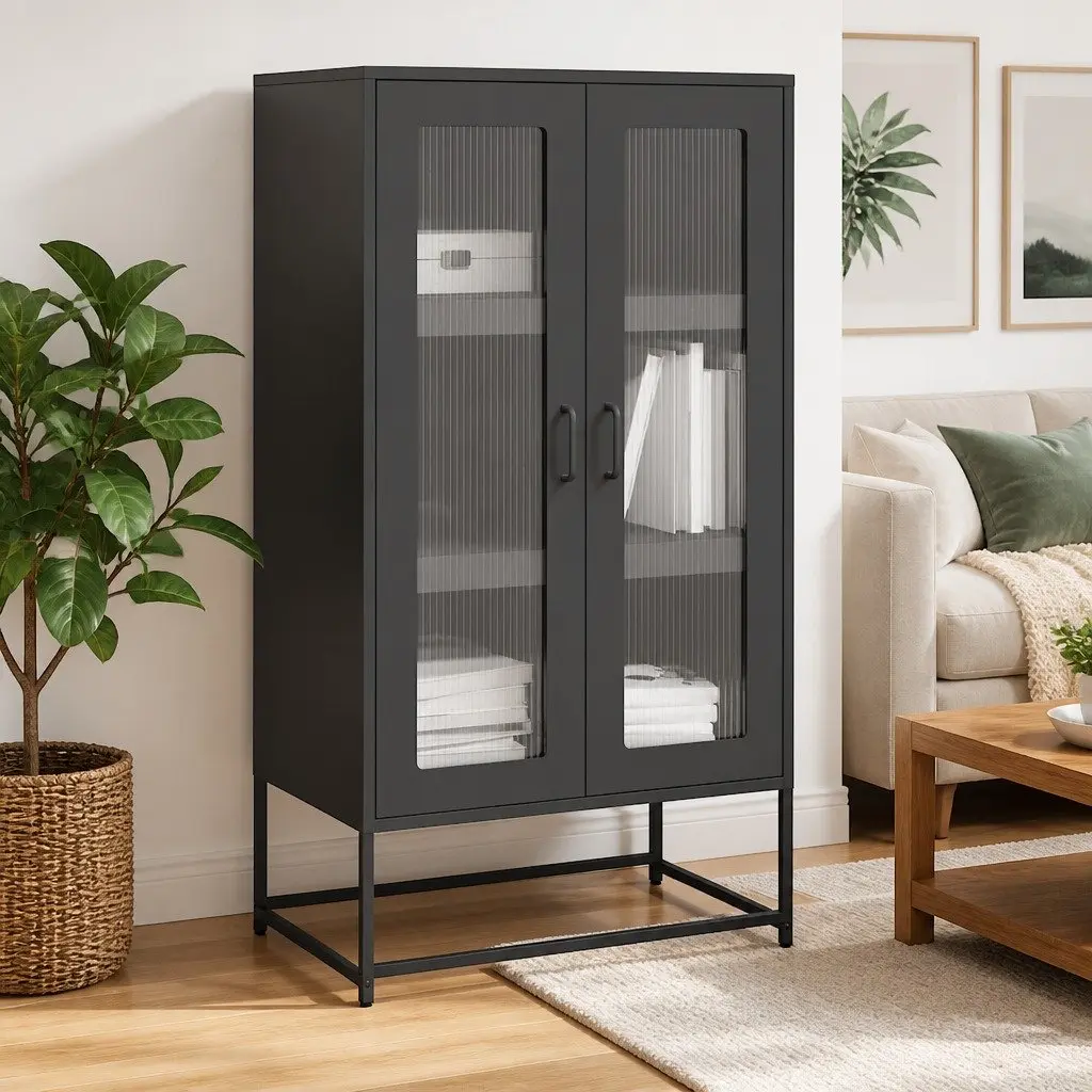 Black Highboard Storage Unit