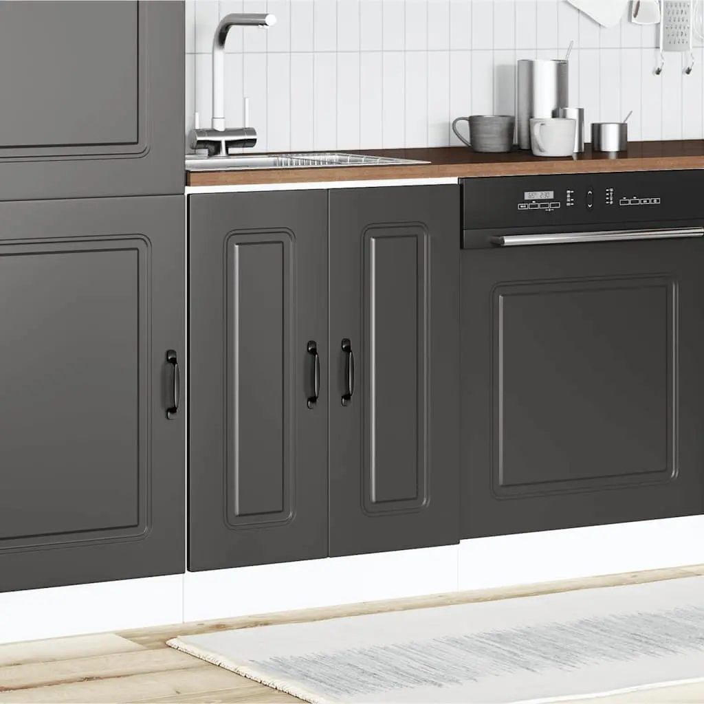 Sink Base Cabinet Kitchen Storage Engineered Wood Black 60x46x81.5cm Unit