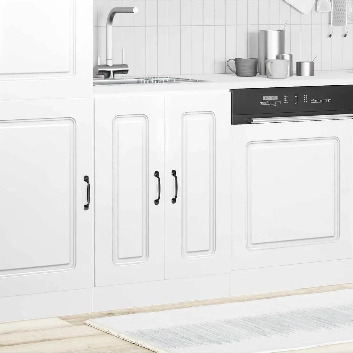 Sink Base Cabinet Kitchen Storage Cupboard Engineered Wood 60x46x81.5cm White