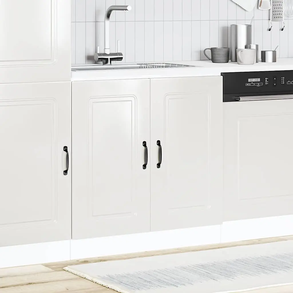 Sink Base Cabinet Kitchen Storage Unit White High Gloss Engineered Wood 80W x 46D x 81.5H cm