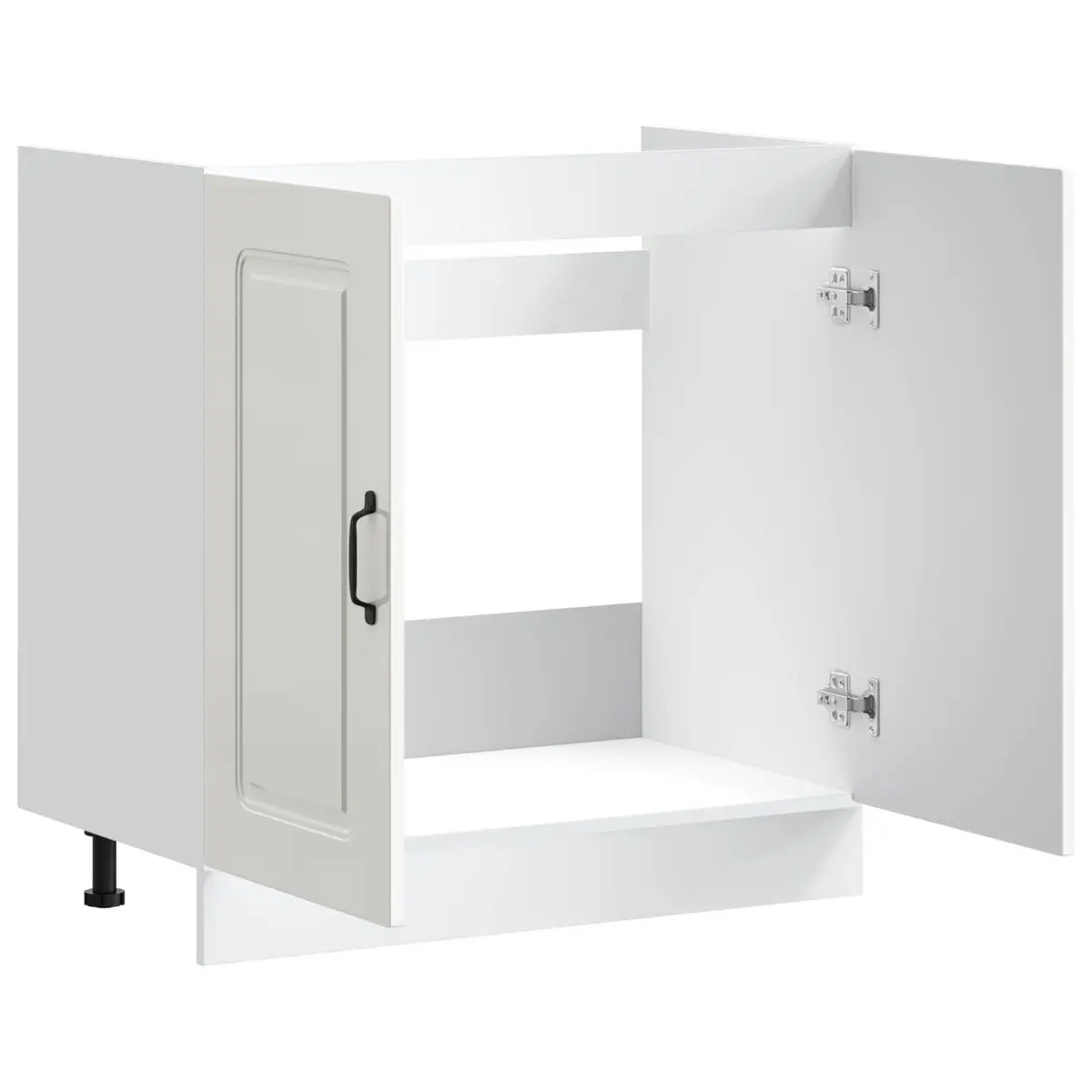 Sink Base Cabinet Kitchen Storage Unit White High Gloss Engineered Wood 80W x 46D x 81.5H cm
