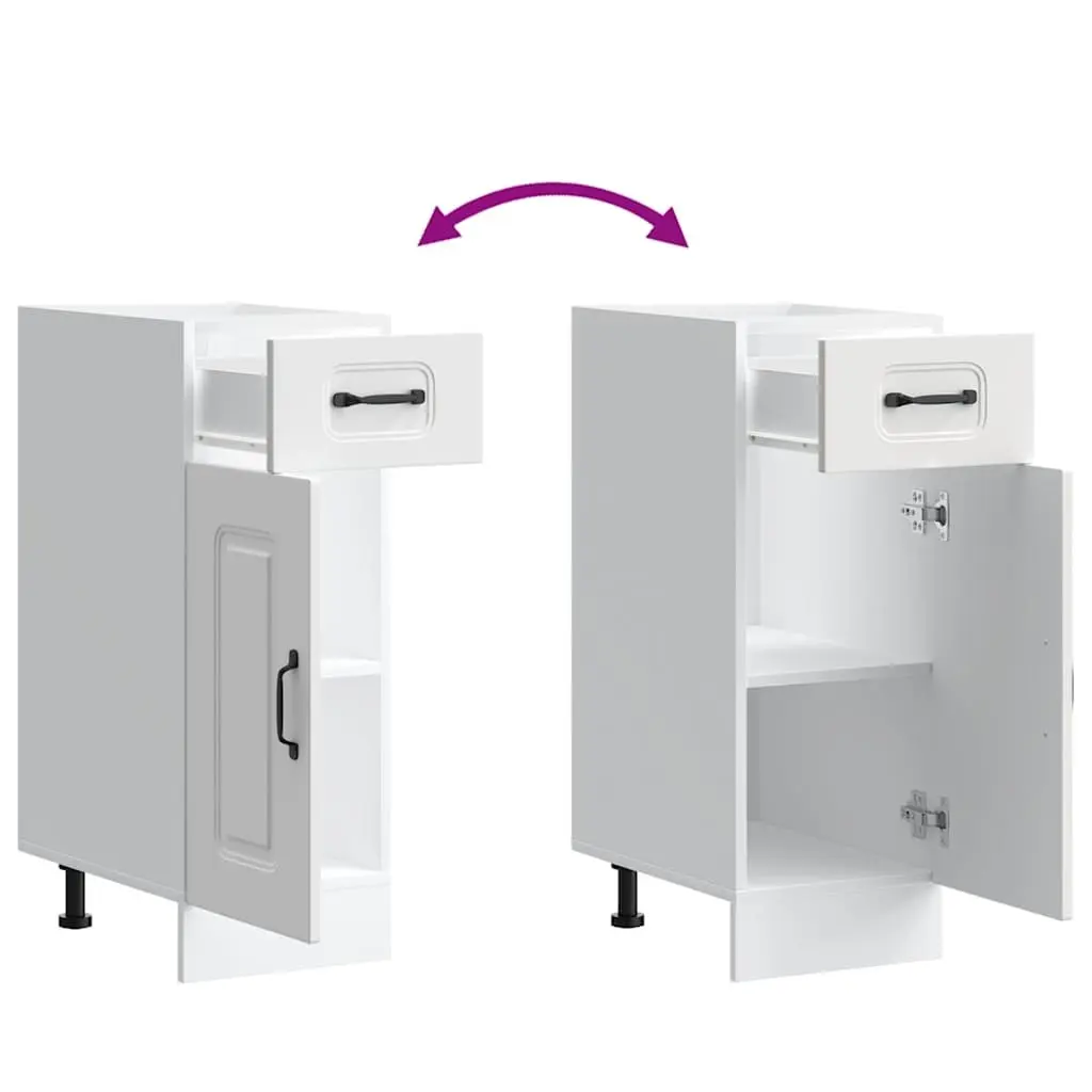 Kitchen Base Cabinet White Engineered Wood Storage Cupboard Adjustable Feet