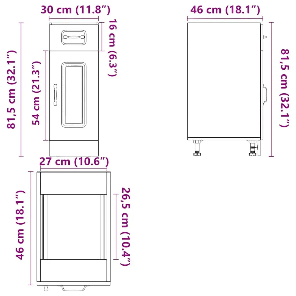 Kitchen Base Cabinet Storage Cupboard Unit Engineered Wood High Gloss White