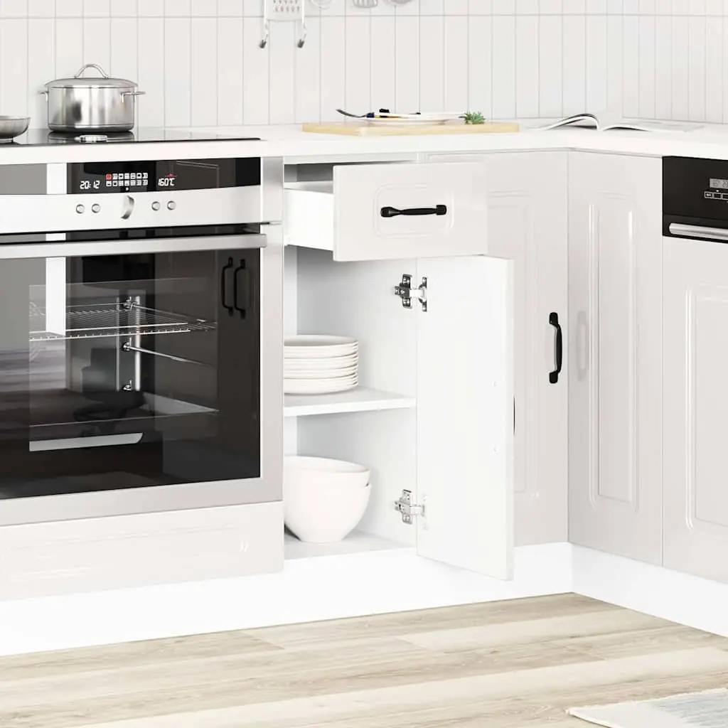 Kitchen Base Cabinet Storage Cupboard Unit Engineered Wood High Gloss White