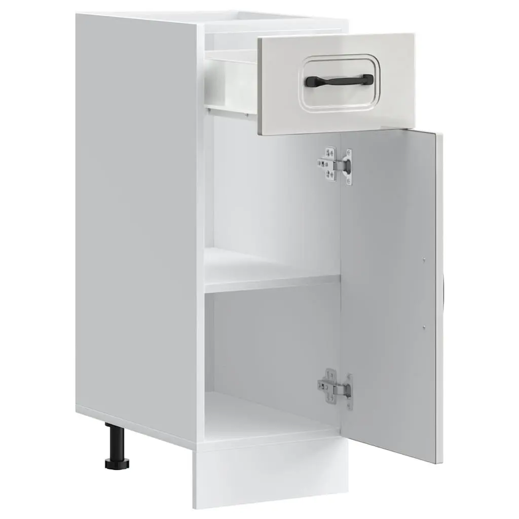 Kitchen Base Cabinet Storage Cupboard Unit Engineered Wood High Gloss White