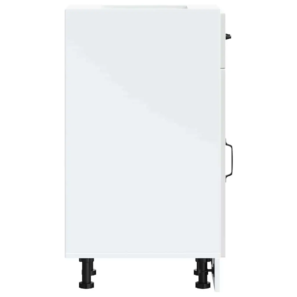 Kitchen Base Cabinet Storage Cupboard Unit Engineered Wood High Gloss White