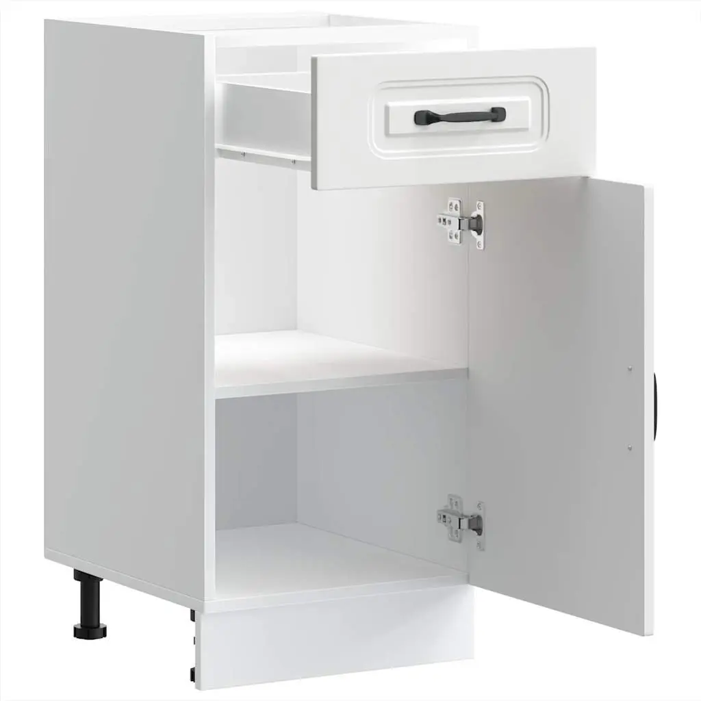 Kitchen Base Cabinet White Storage Unit Engineered Wood Adjustable Feet Door