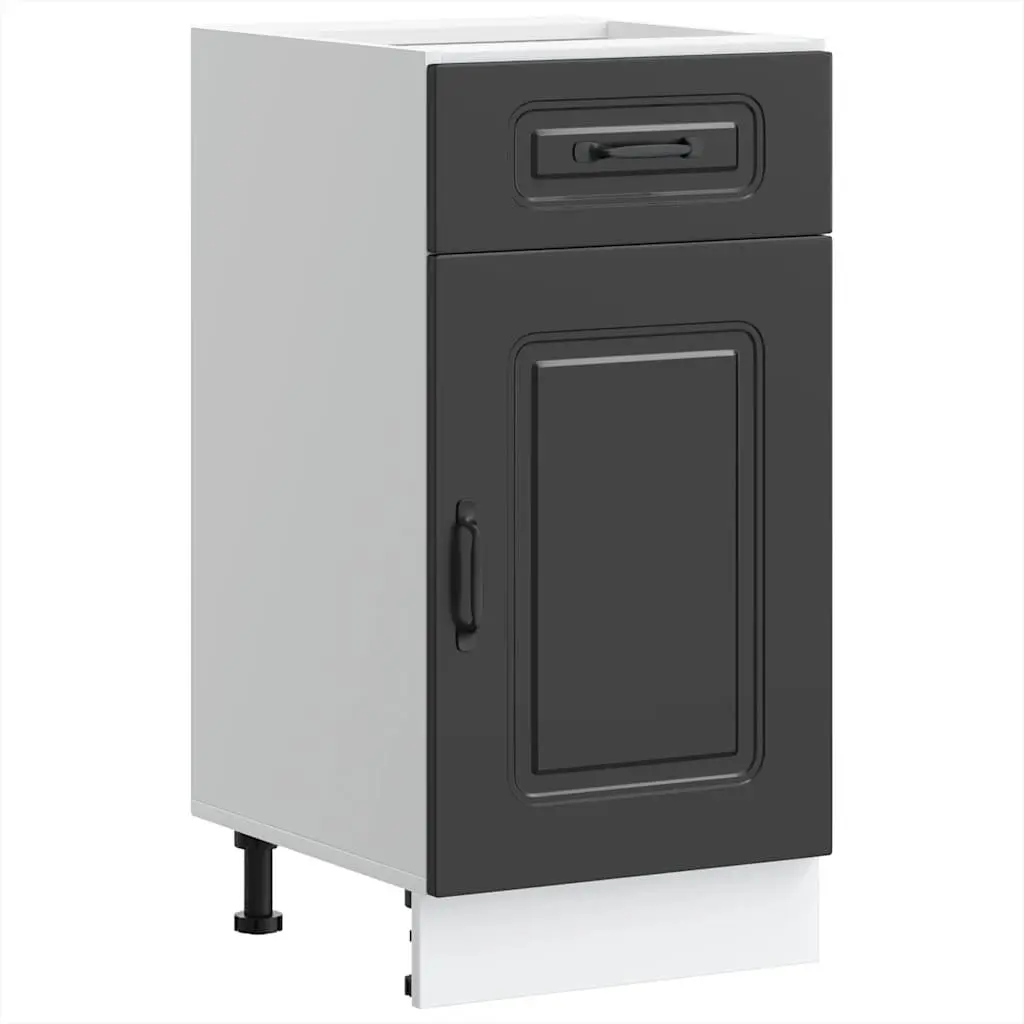 Kitchen Base Cabinet Black Engineered Wood Storage Cupboard Organiser