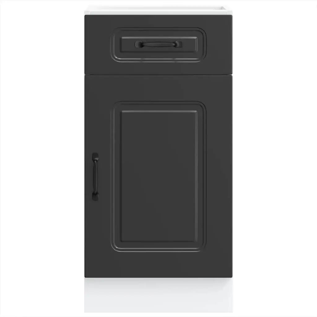 Kitchen Base Cabinet Black Engineered Wood Storage Cupboard Organiser