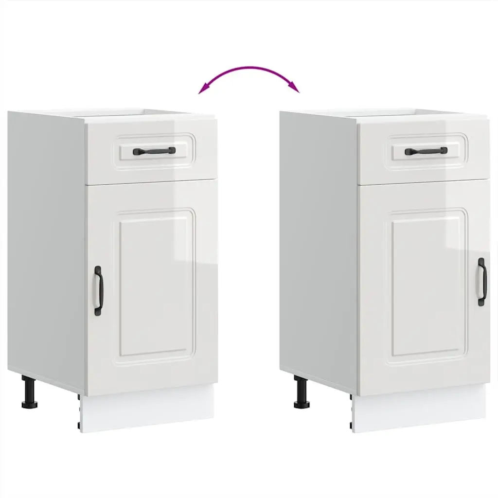Kitchen Base Cabinet White High Gloss Engineered Wood Storage Cupboard Door