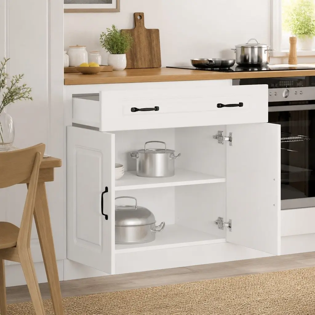 Kitchen Base Cabinet Storage Cupboard Engineered Wood White