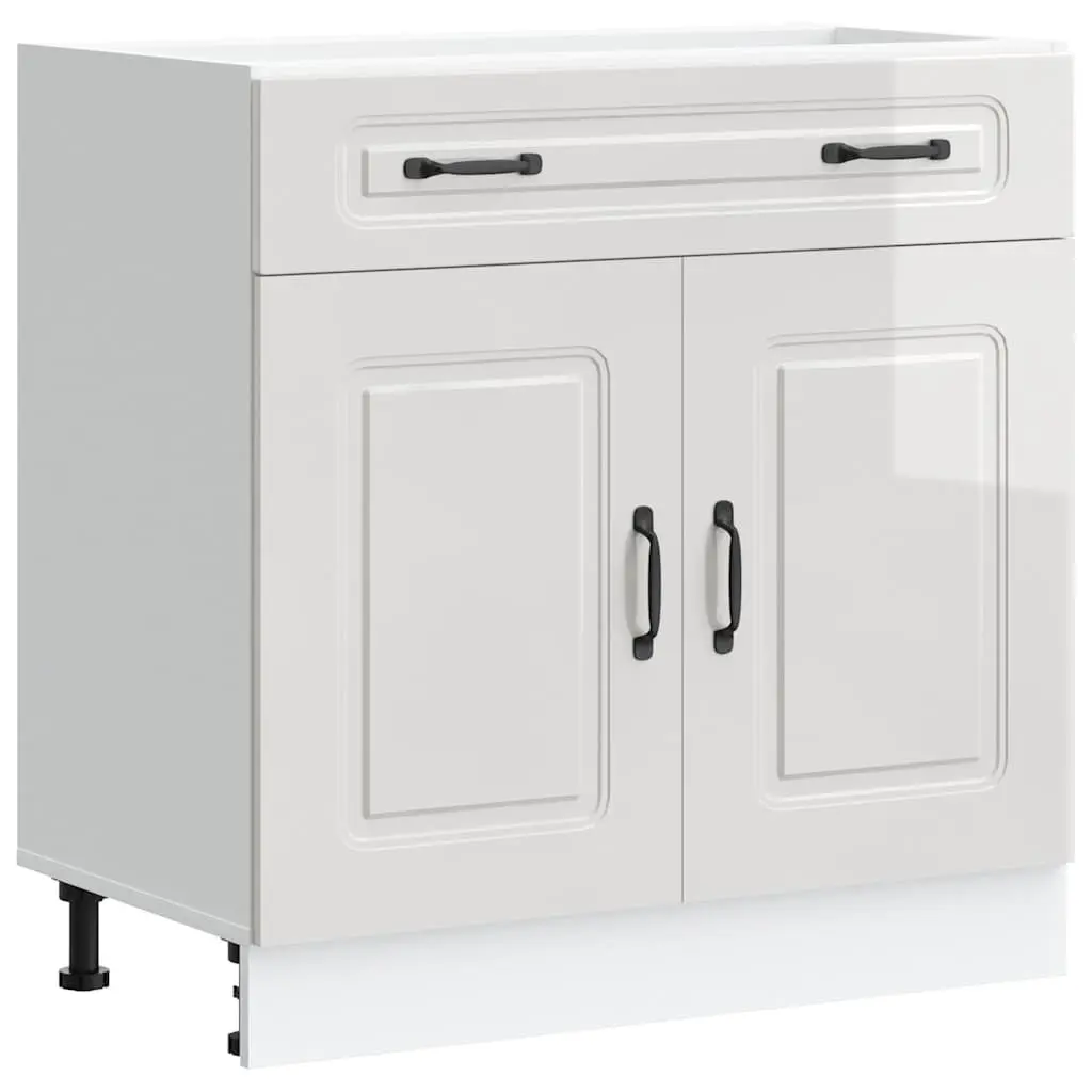 Kitchen Base Cabinet Storage Cupboard White High Gloss Engineered Wood