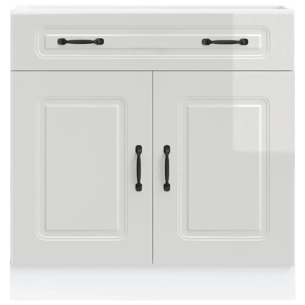 Kitchen Base Cabinet Storage Cupboard White High Gloss Engineered Wood