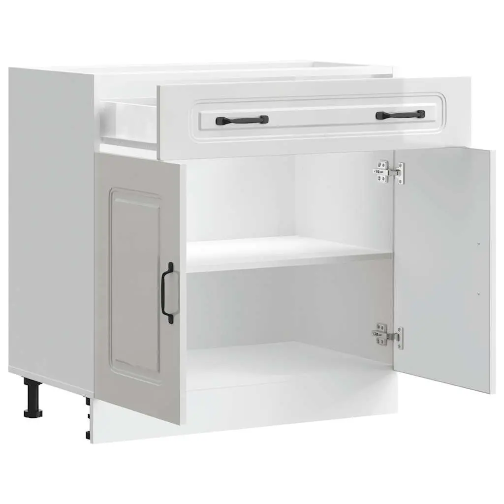 Kitchen Base Cabinet Storage Cupboard White High Gloss Engineered Wood