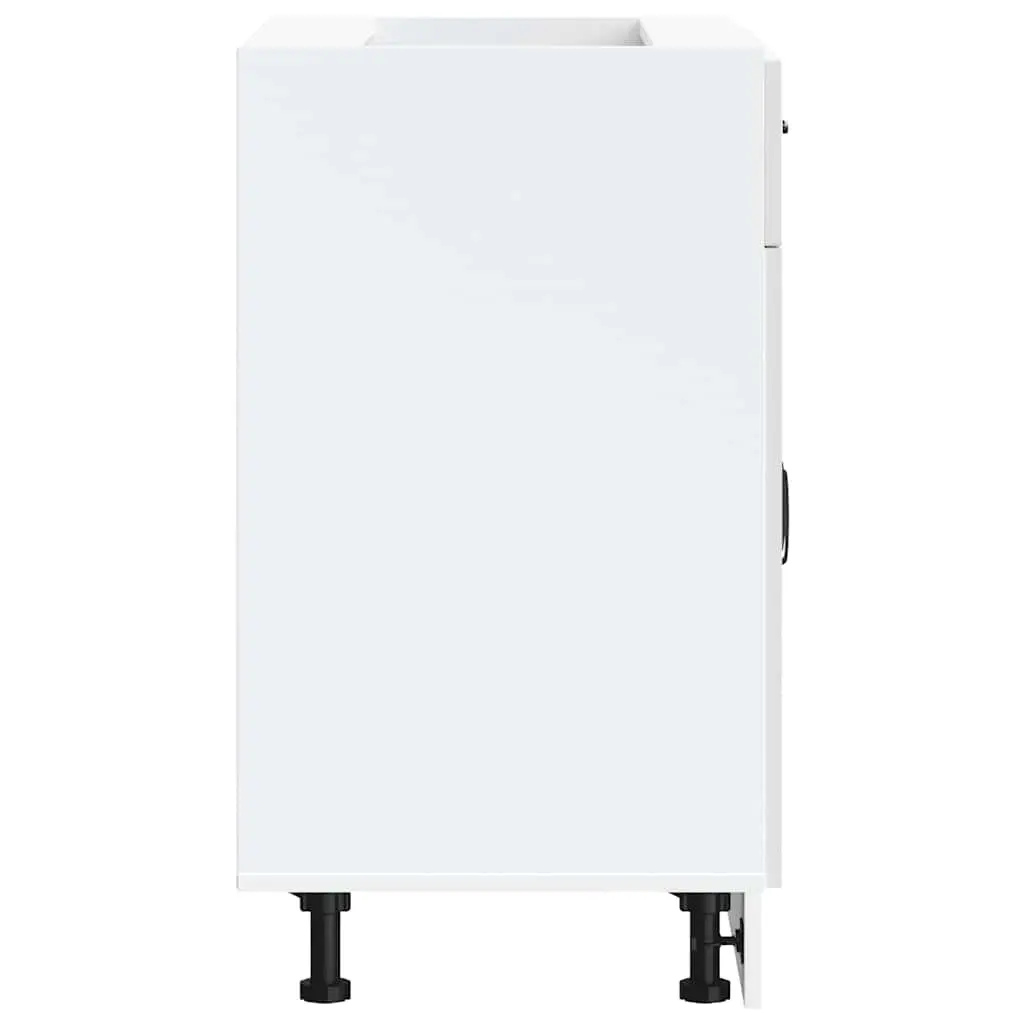 Kitchen Base Cabinet Storage Cupboard White High Gloss Engineered Wood