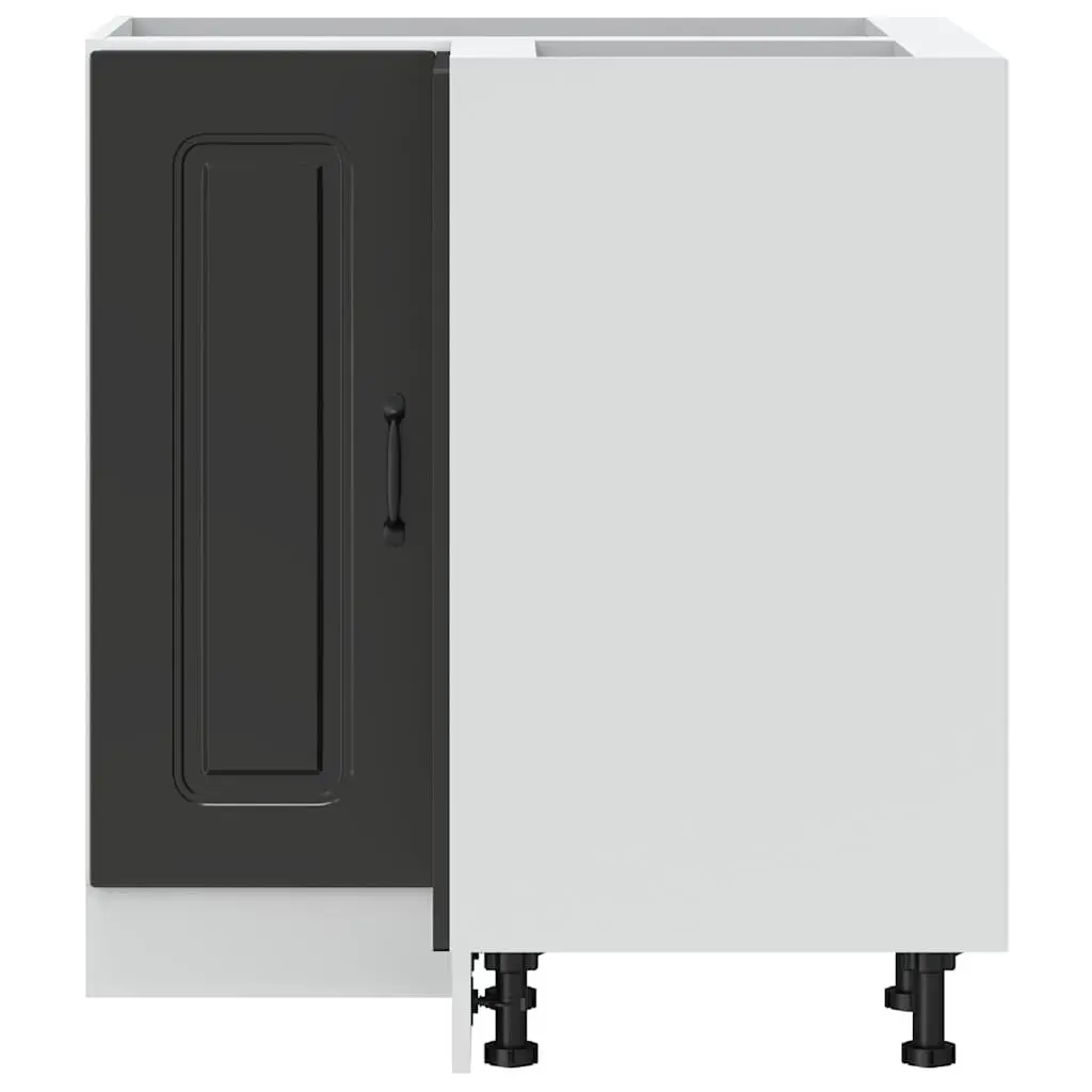 Kitchen Corner Base Cabinet Black Engineered Wood Storage Cupboard