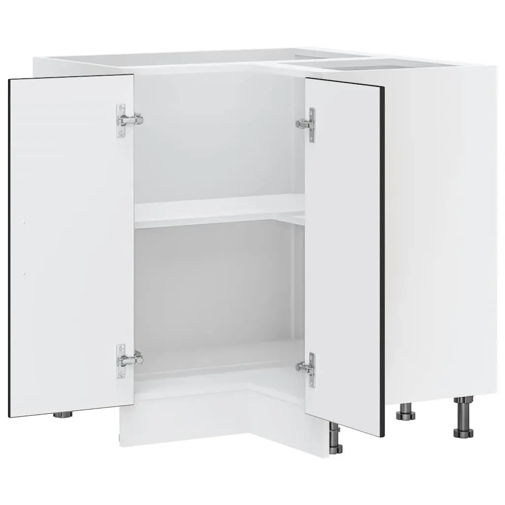 Kitchen Corner Base Cabinet Black Engineered Wood Storage Cupboard