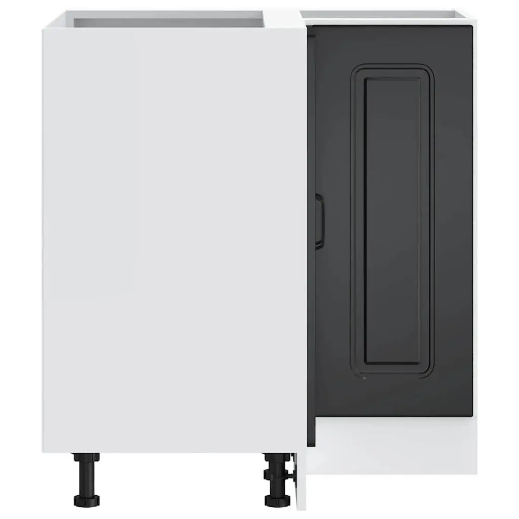 Kitchen Corner Base Cabinet Black Engineered Wood Storage Cupboard