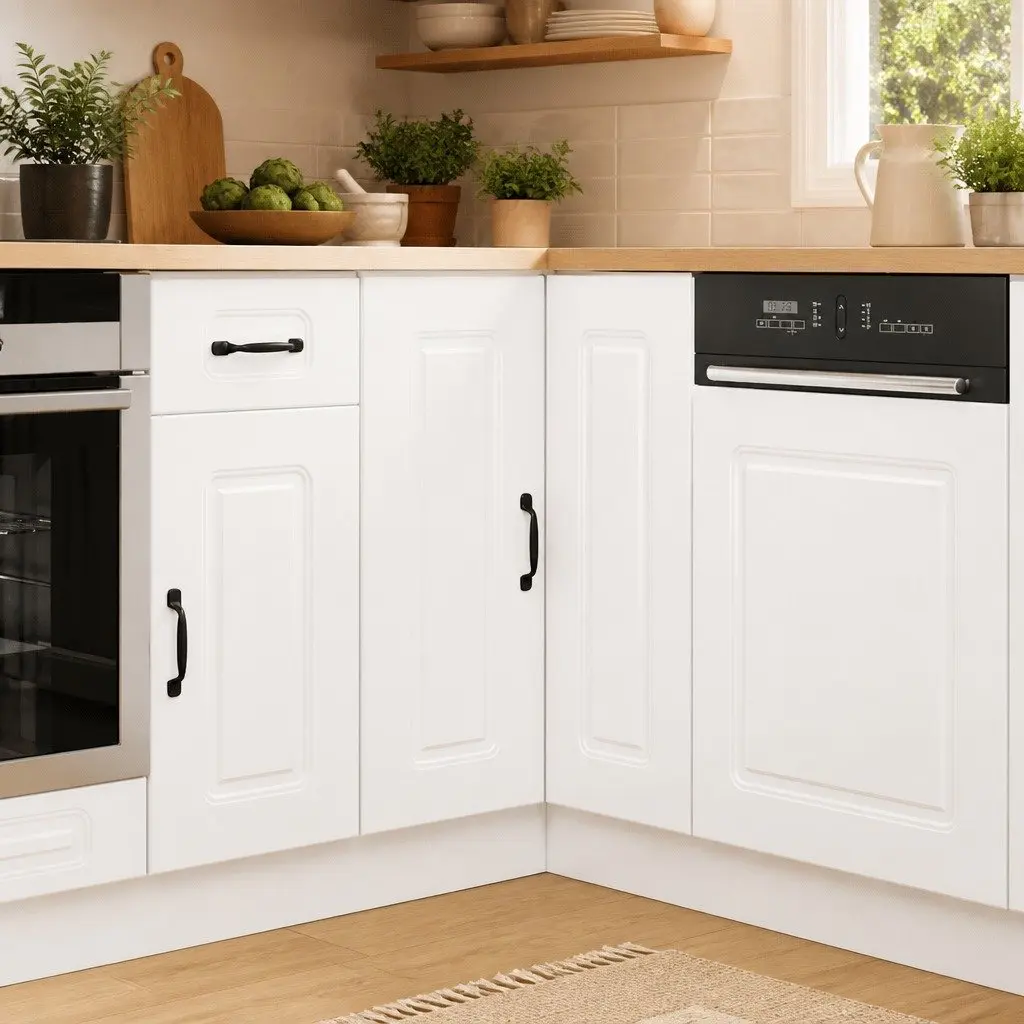 White High Gloss Corner Kitchen Cabinet